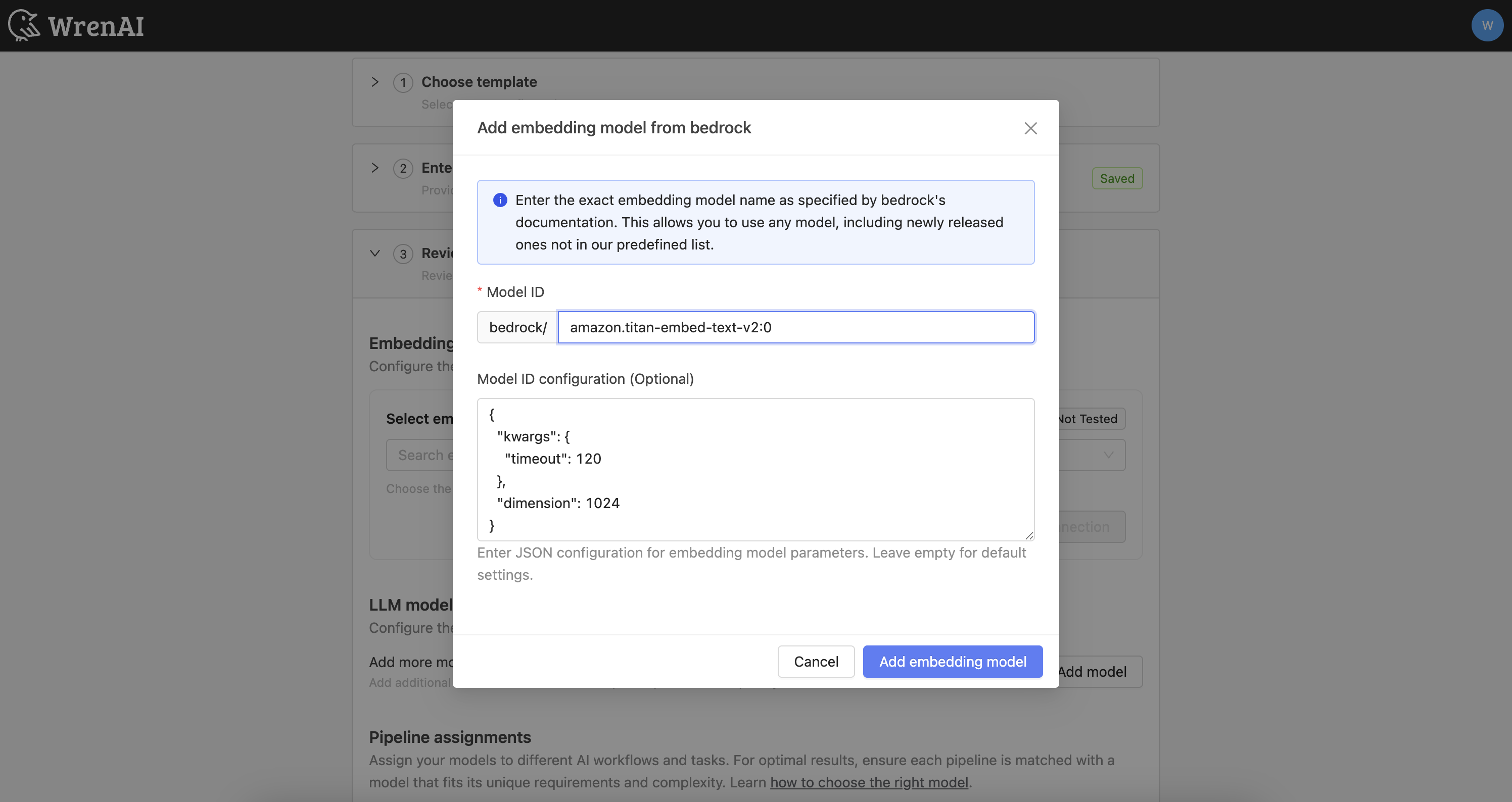 Add embedding model form