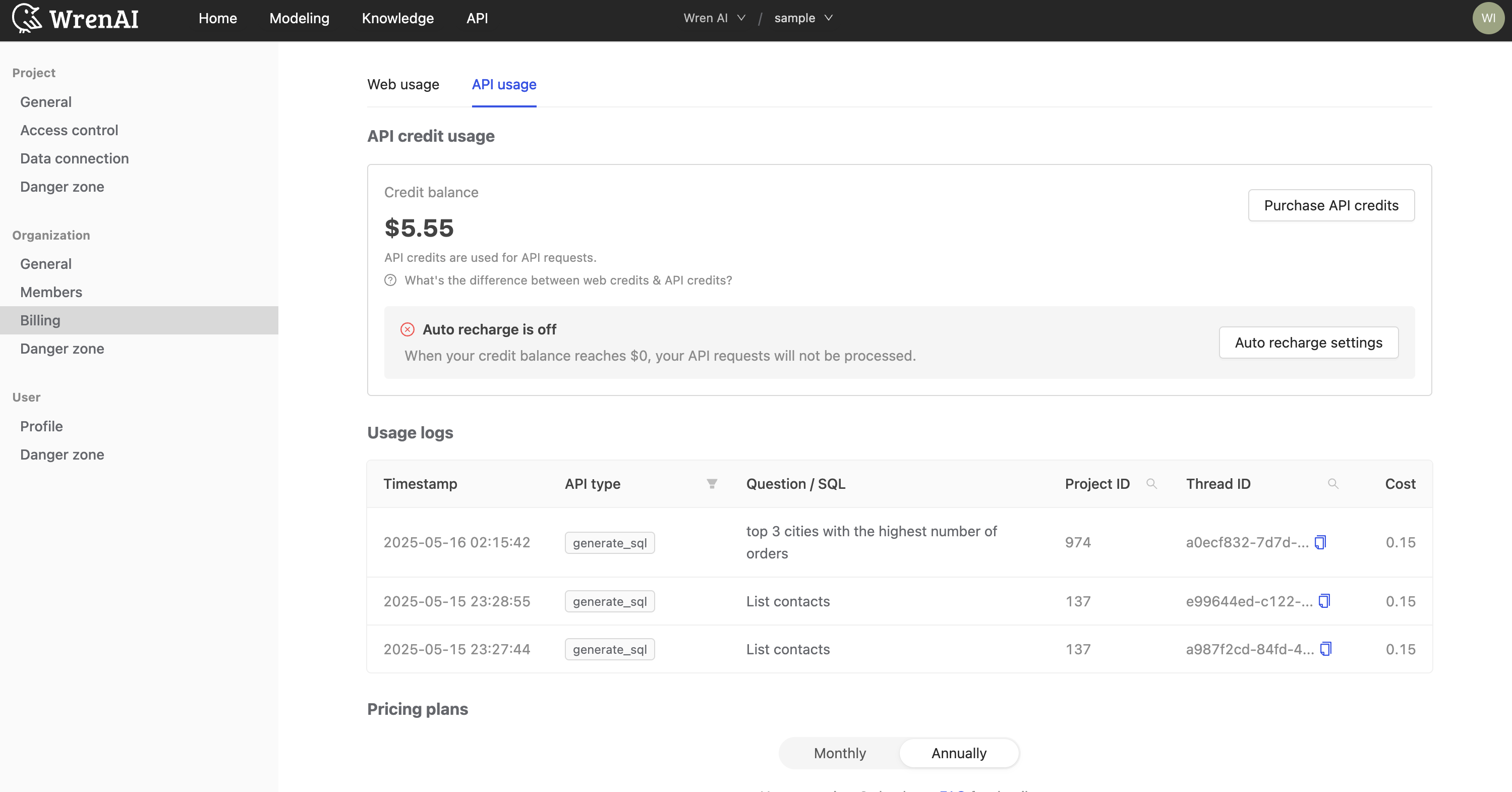 API Usage