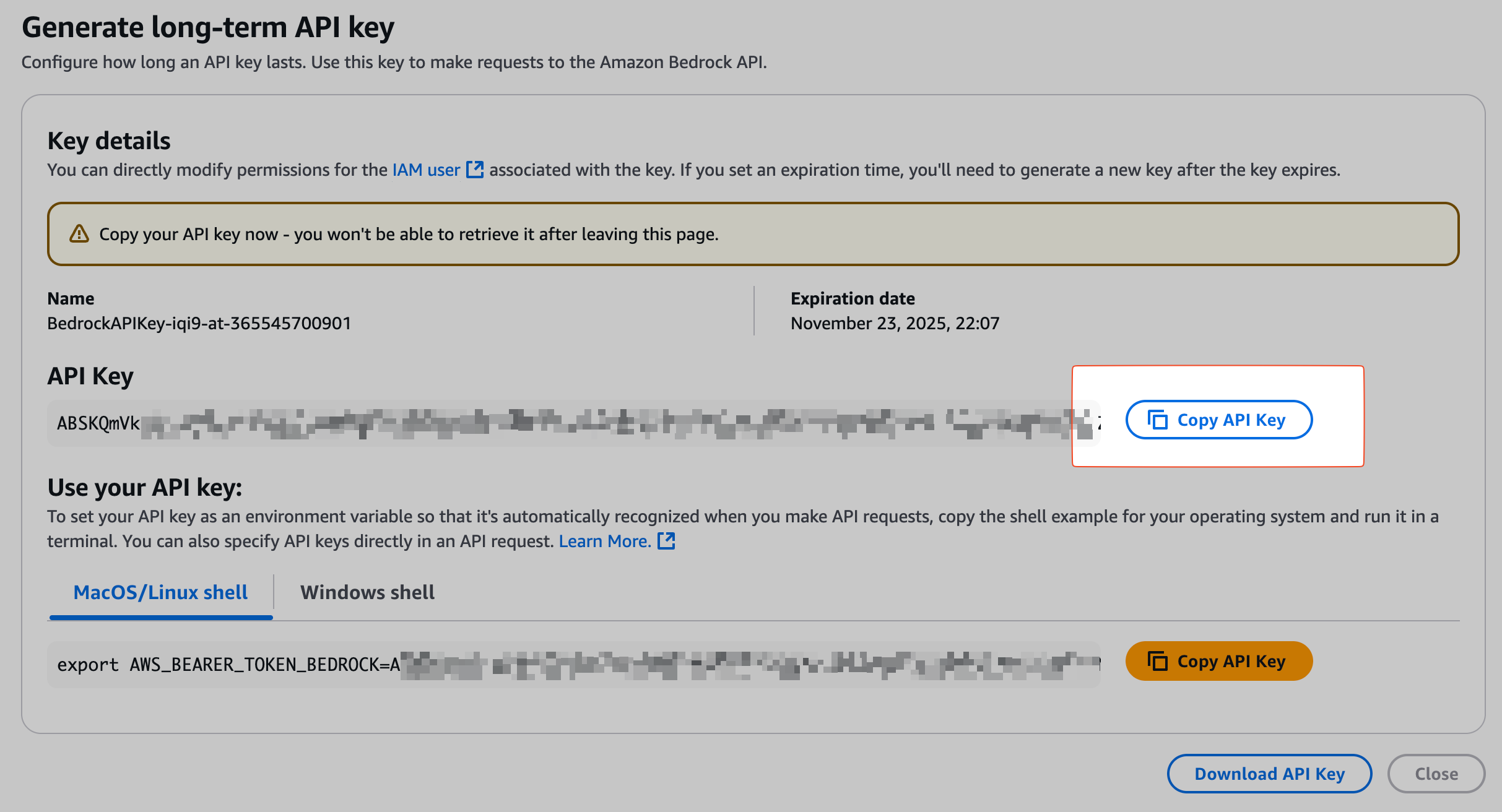 AWS Bedrock API key