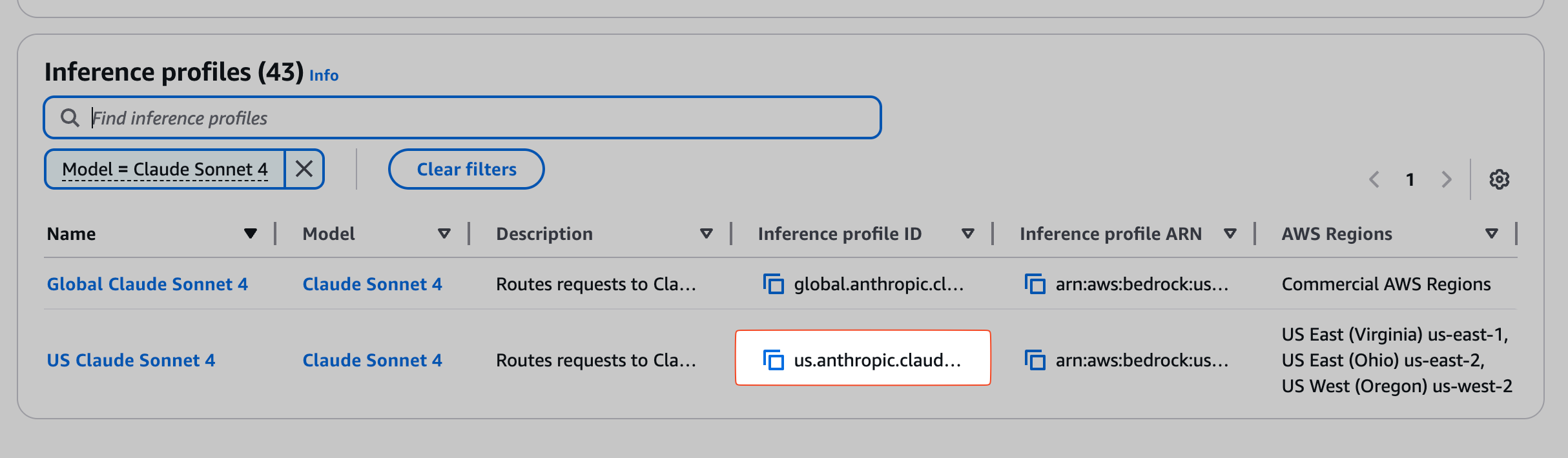 AWS Bedrock Claude 4 Sonnet Inference Profile ID