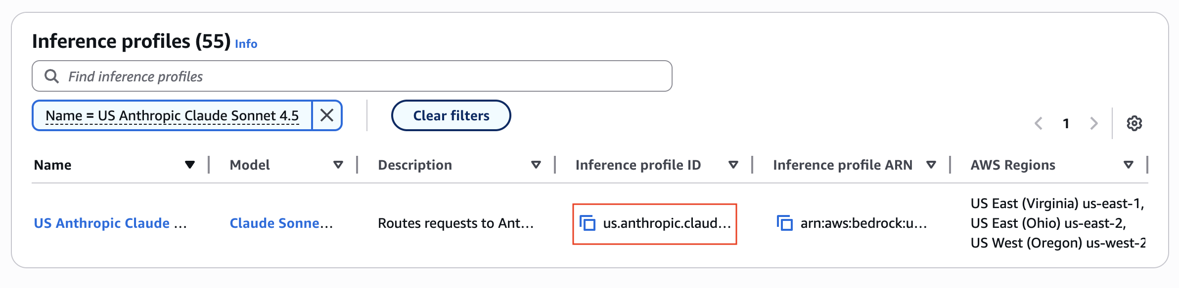 AWS Bedrock search for Sonnet 4.5