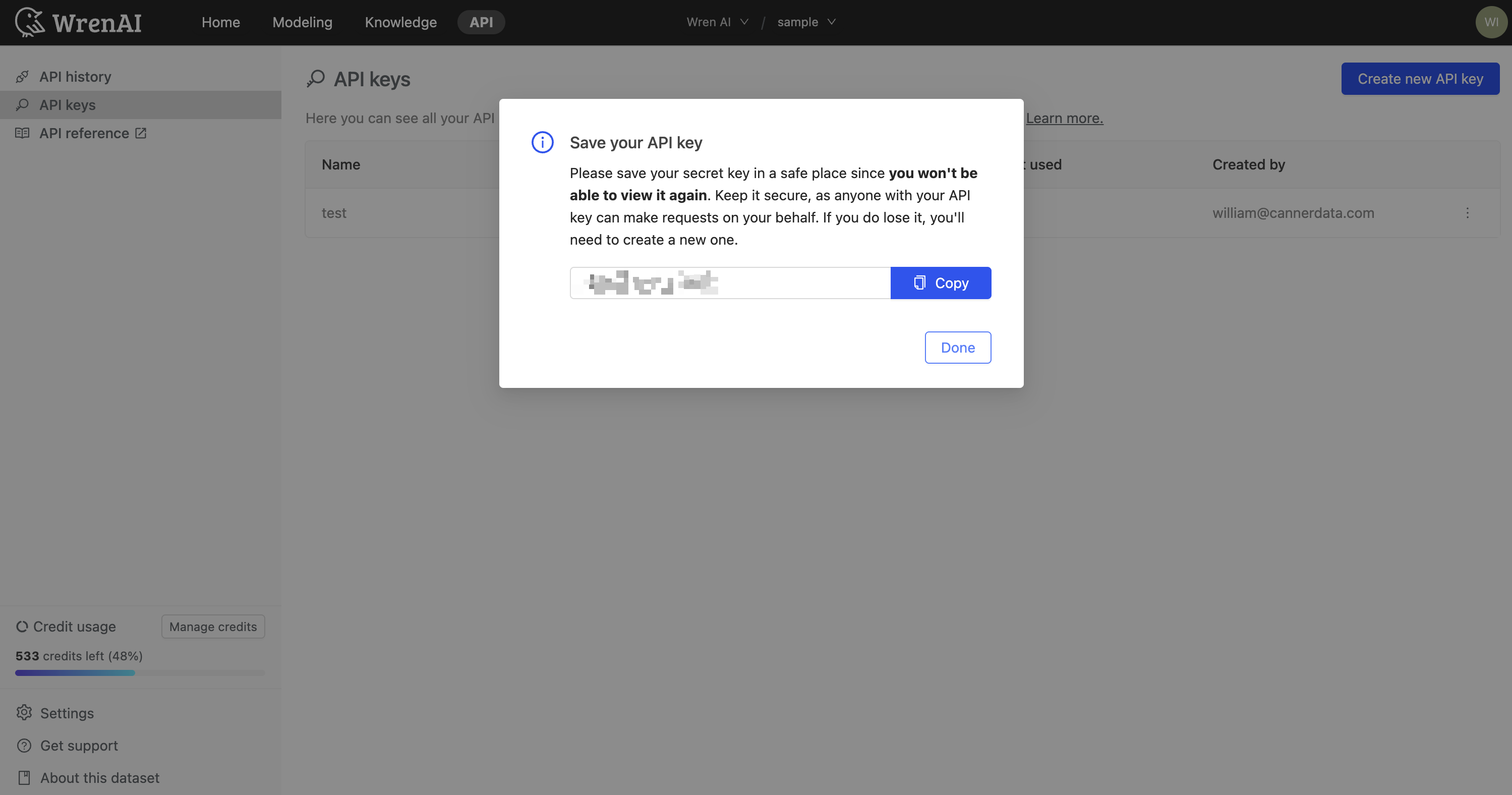 Copy API Key
