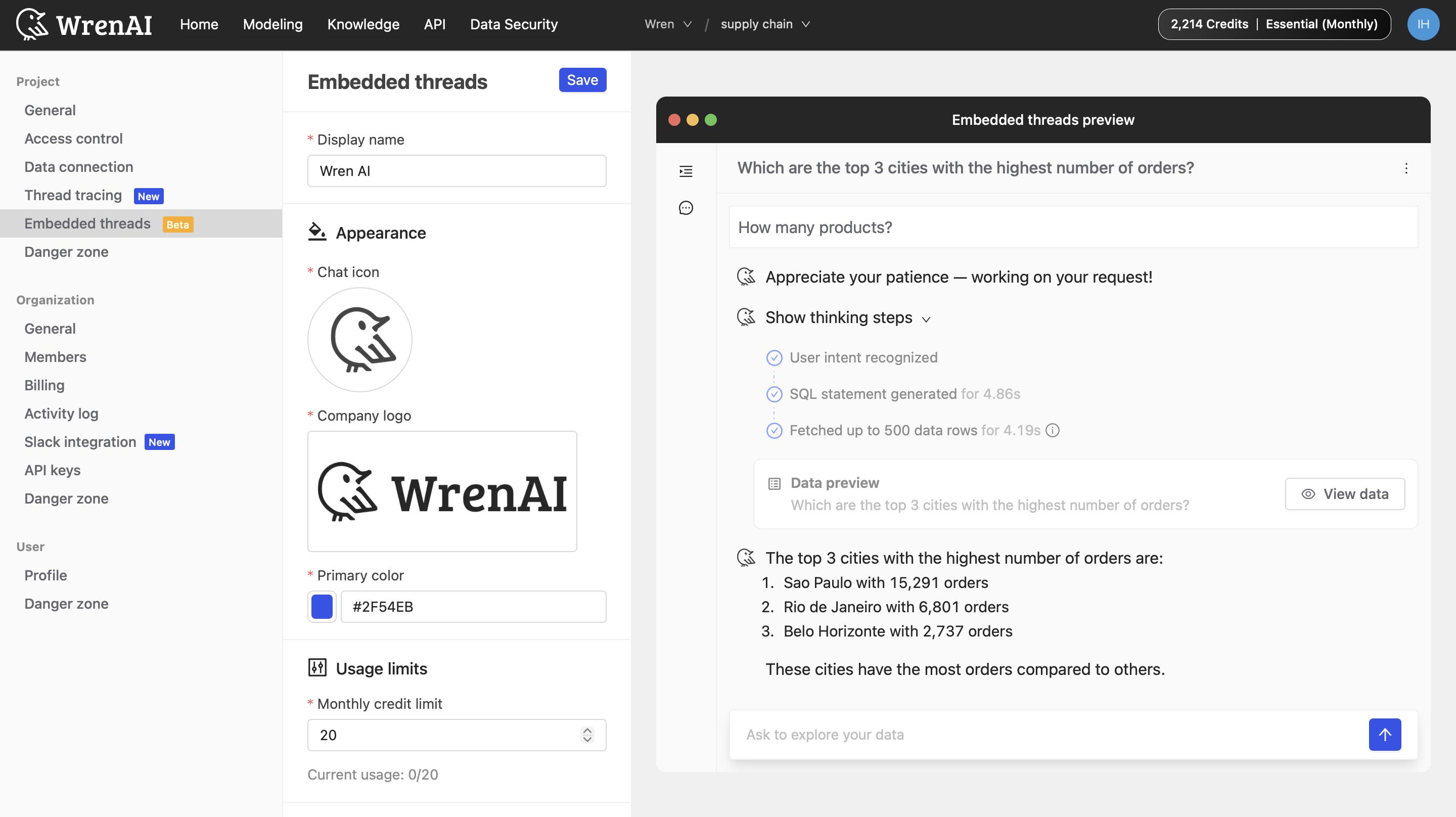 Embedded threads configuration overview