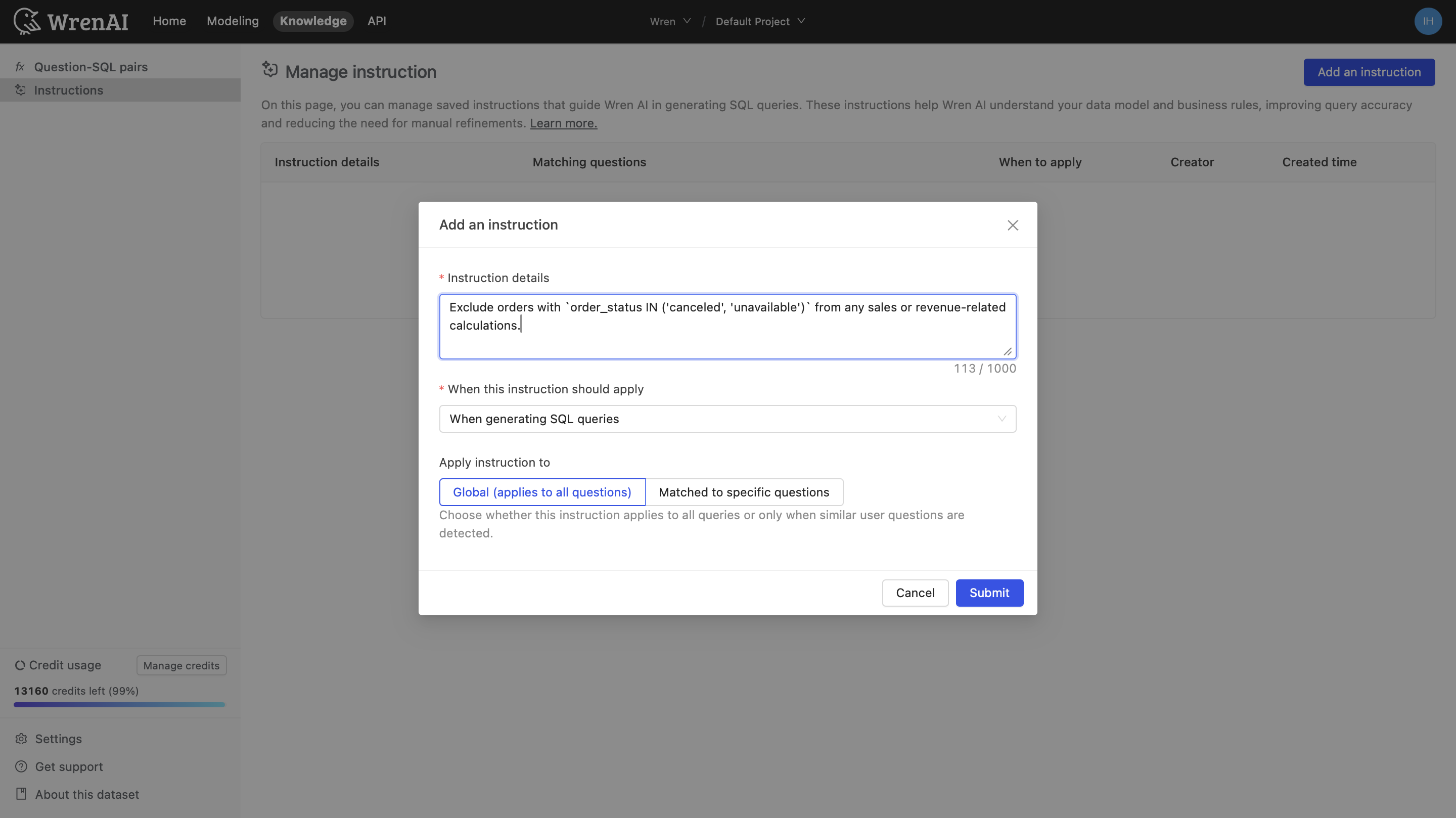 Example - Order Status Filtering