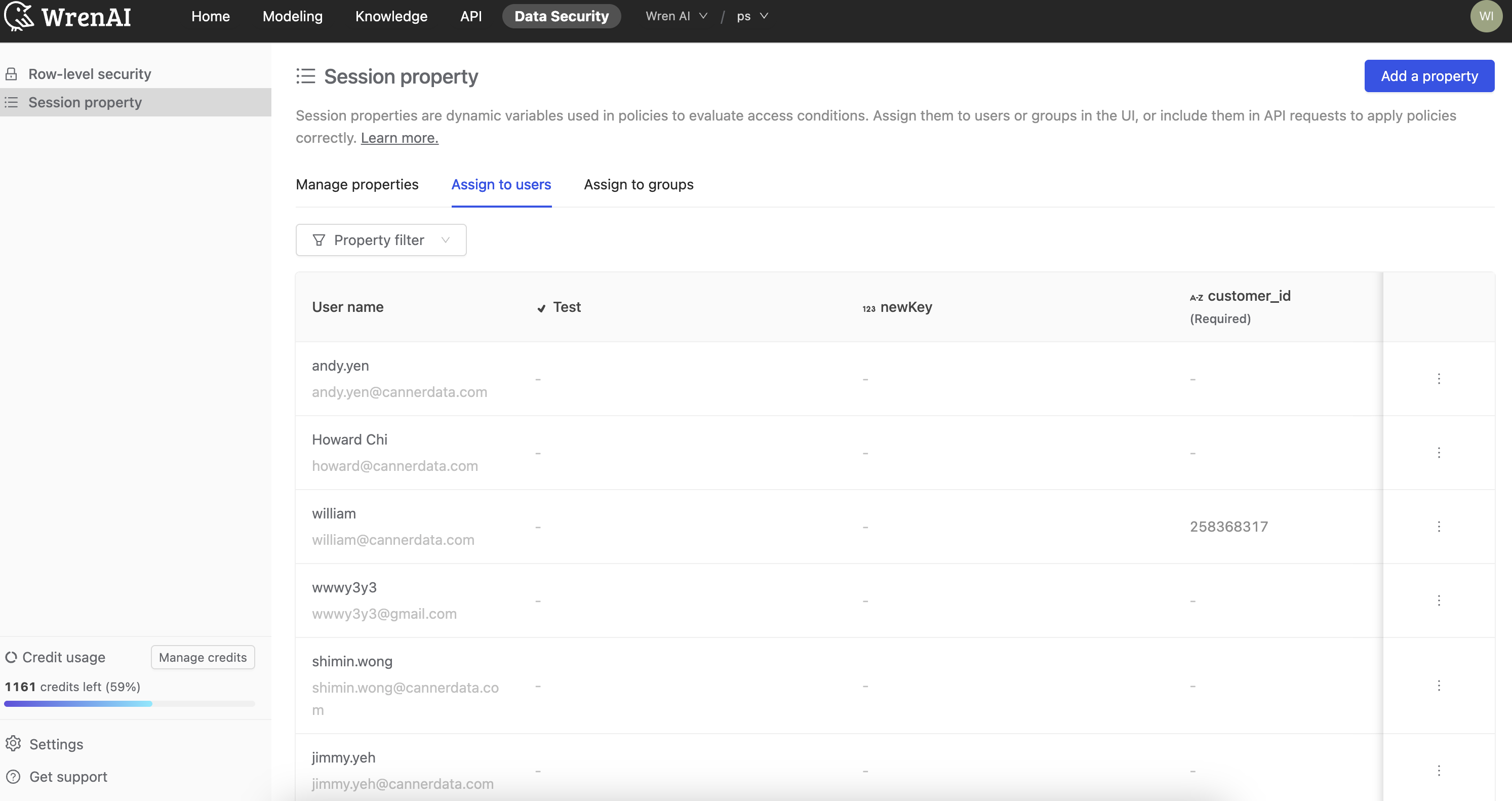 manage session props assign user