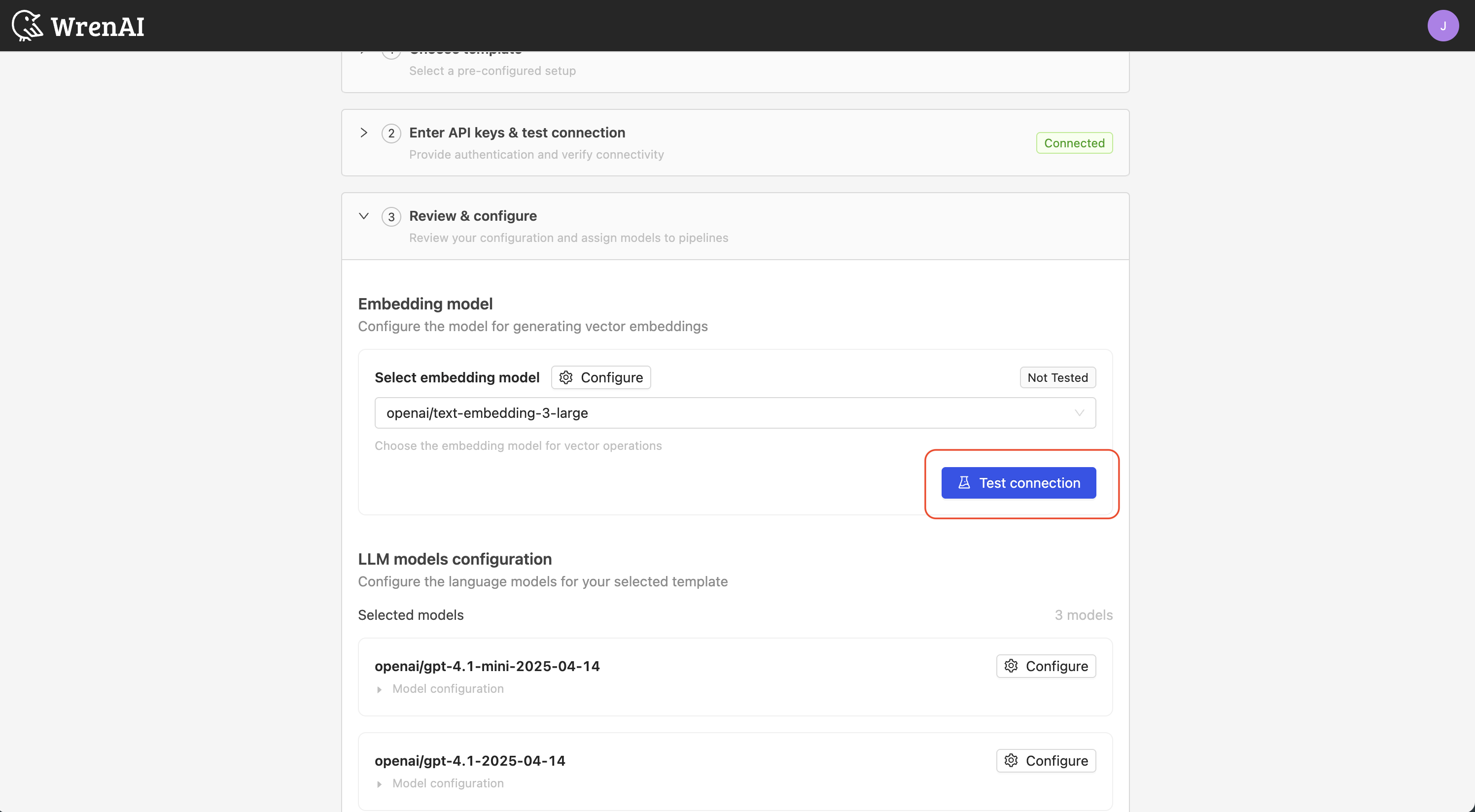 OpenAI test connection