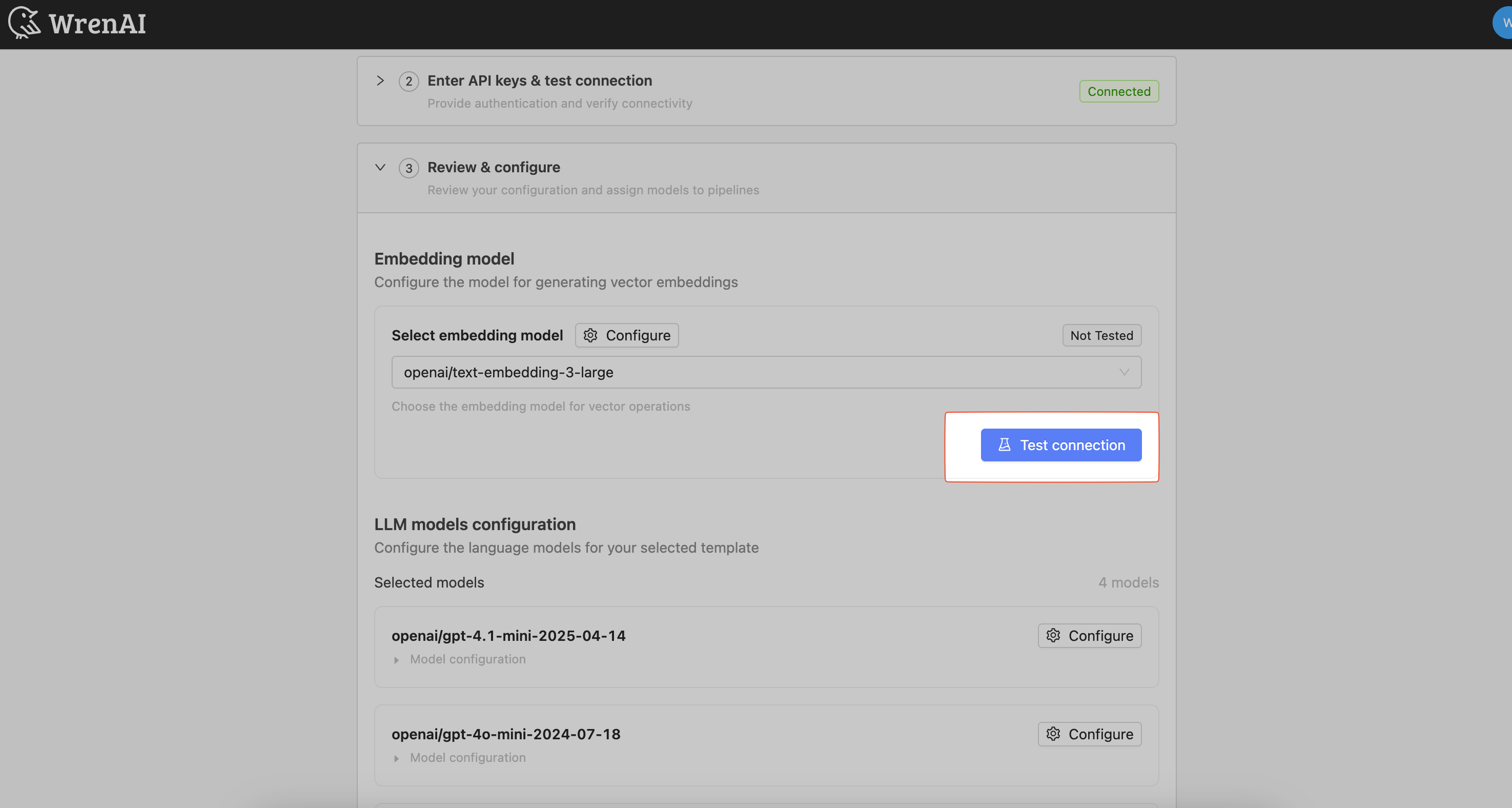 OpenAI test connection