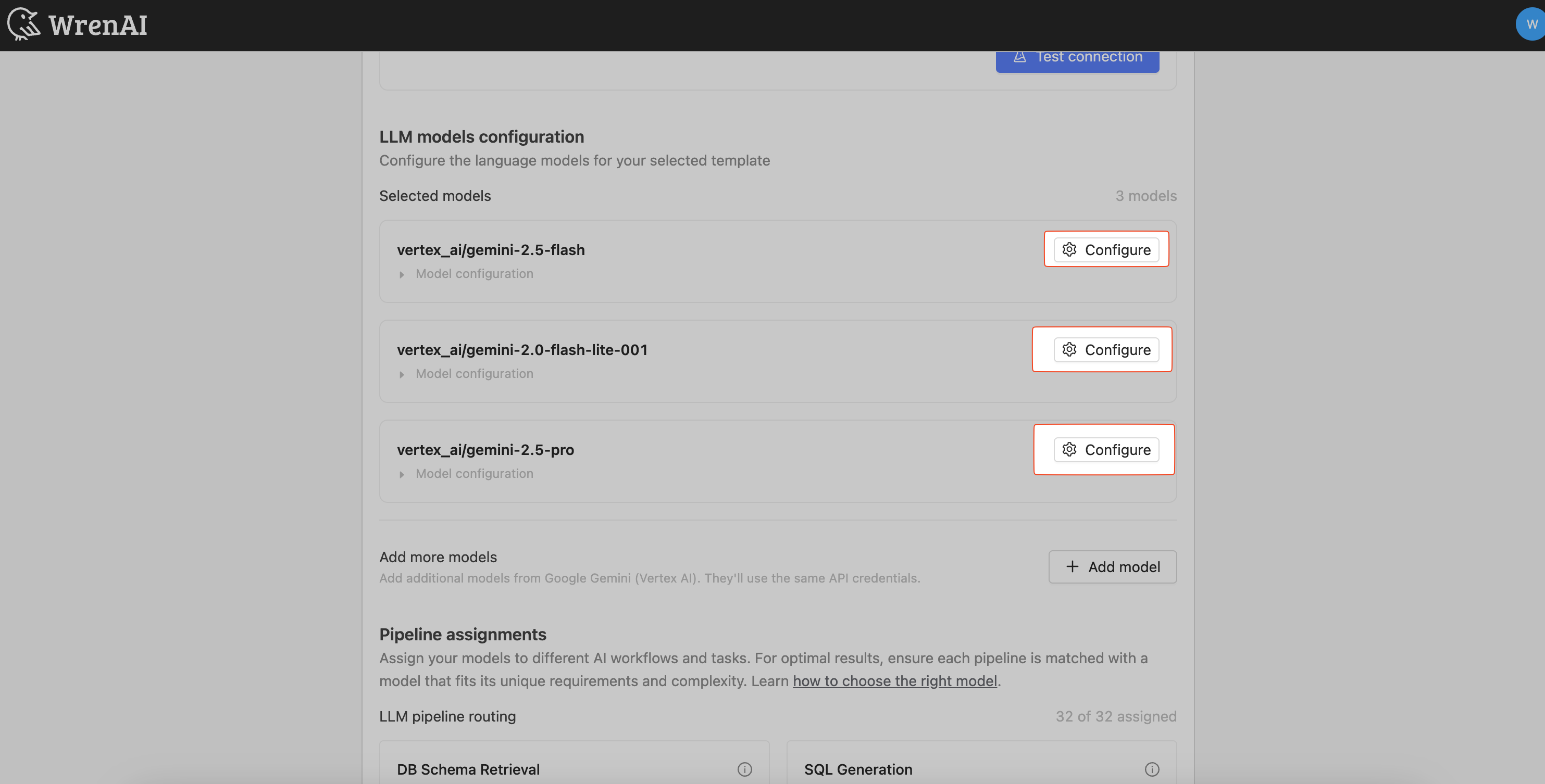 Default model configs