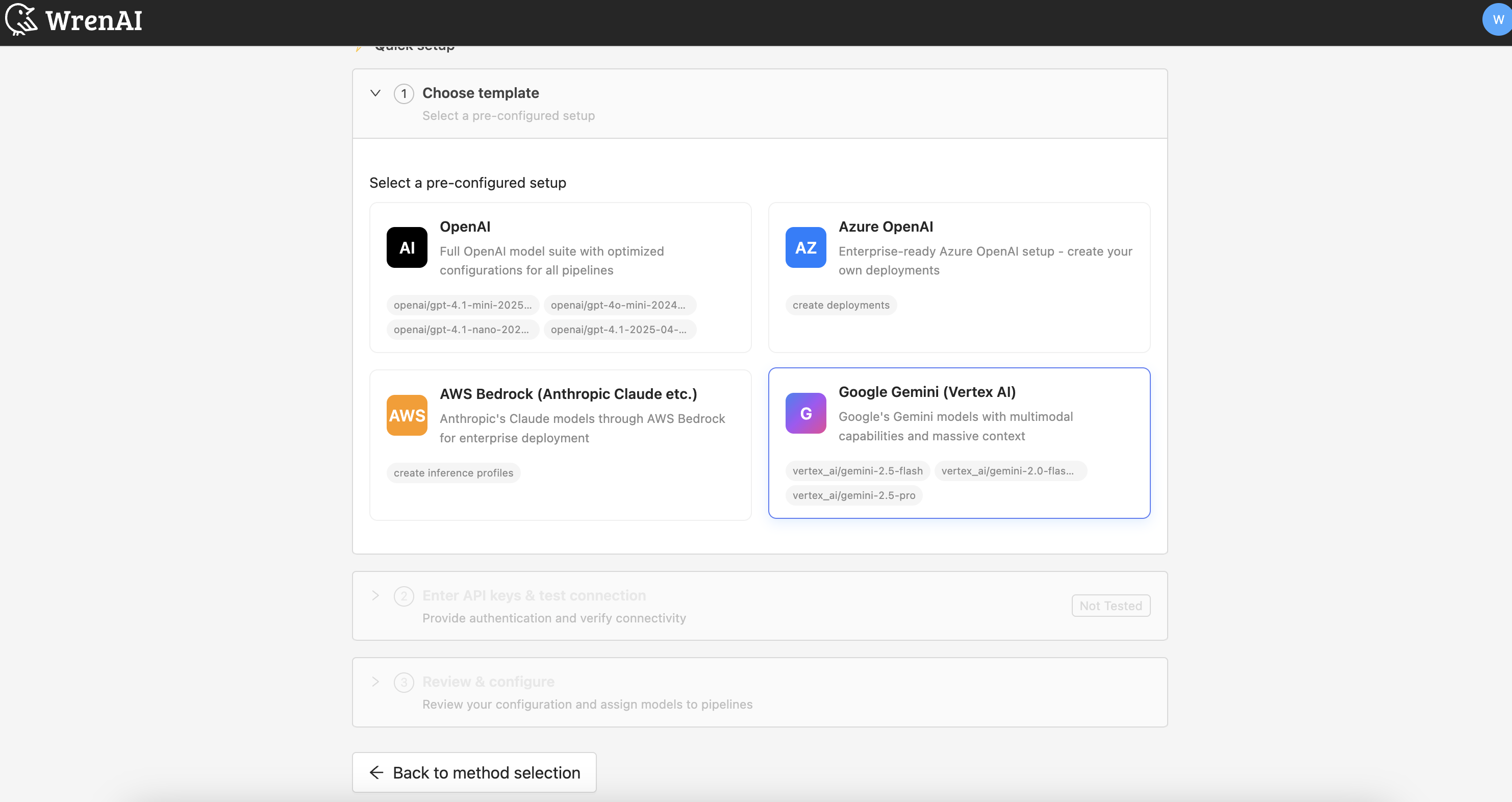 Google Gemini (Vertex AI) onboarding