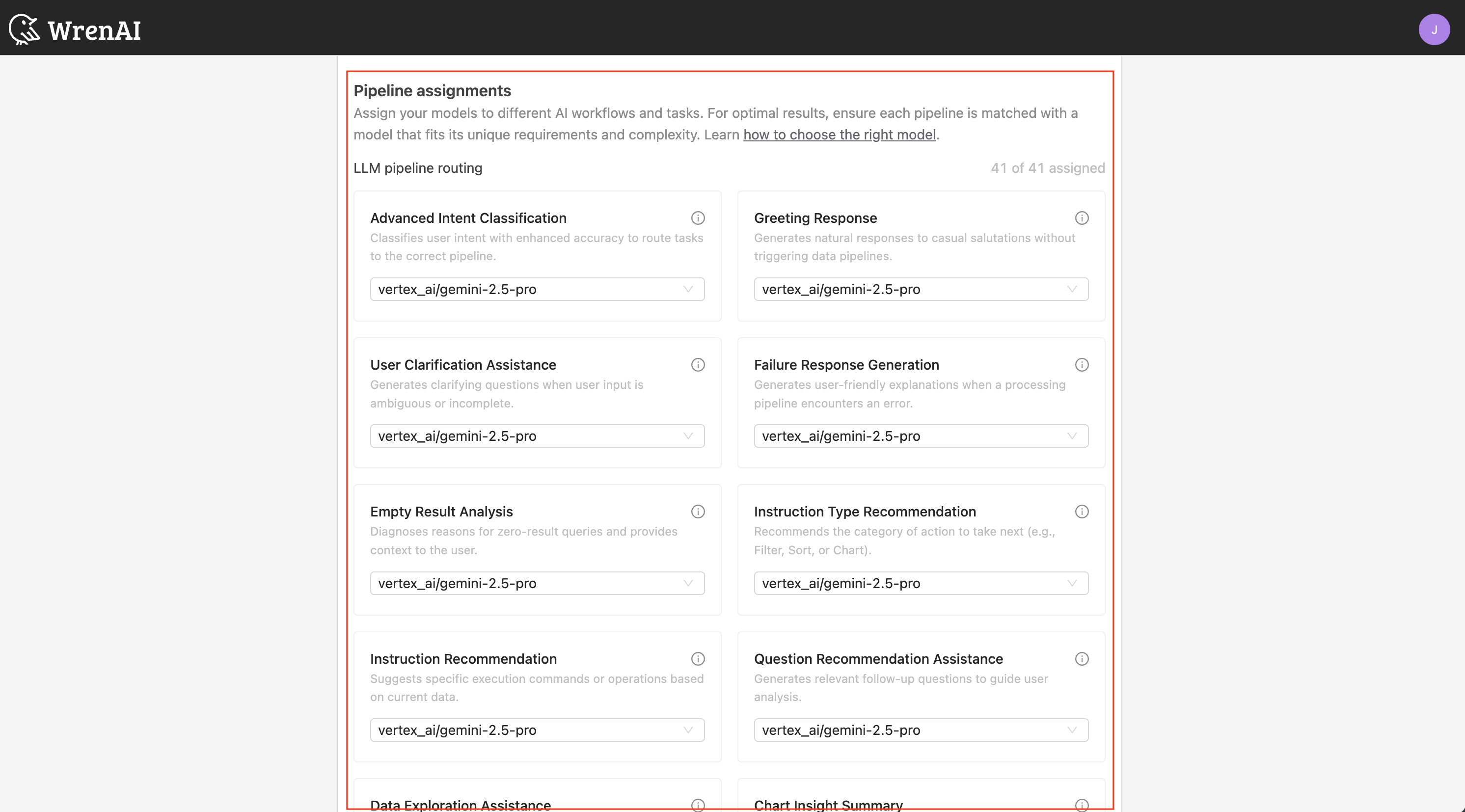 Google Gemini (Vertex AI) pipeline assignments